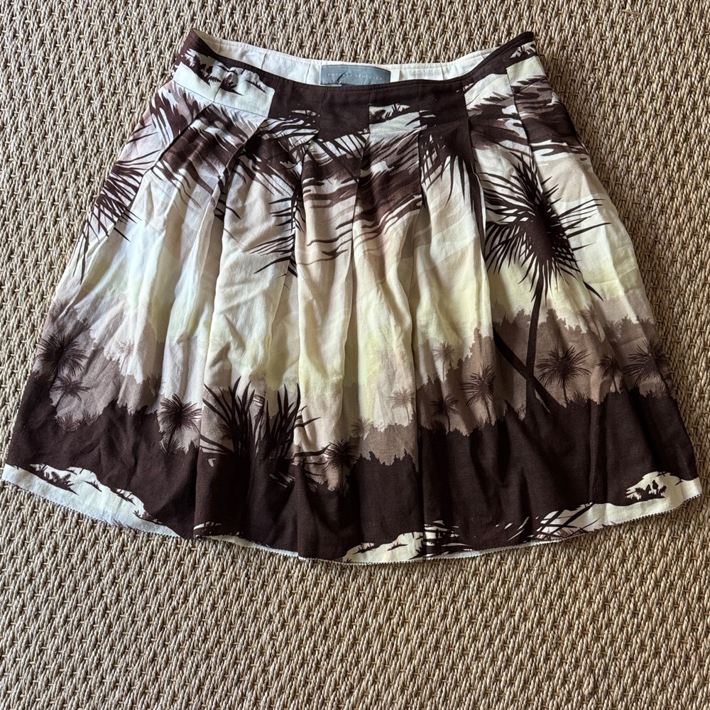 Proenza Schouler Brown and Cream Palm-Print Circle Skirt